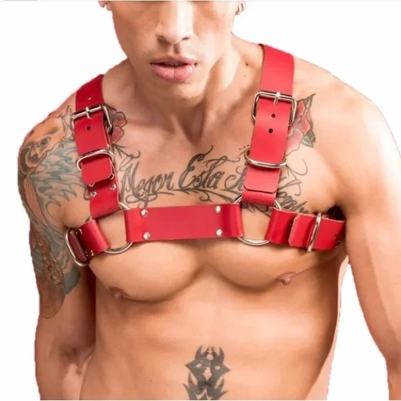 Mens Faux Leather Adjustable Body Harness - Picture 2 of 3
